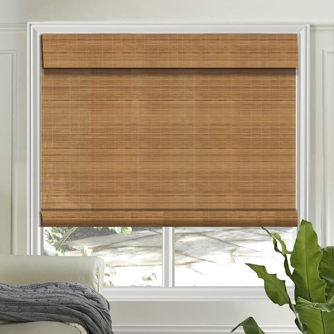 Letau No Drill No Tools Cordless Wood Window Shades Blinds, Bamboo Light by LETAU