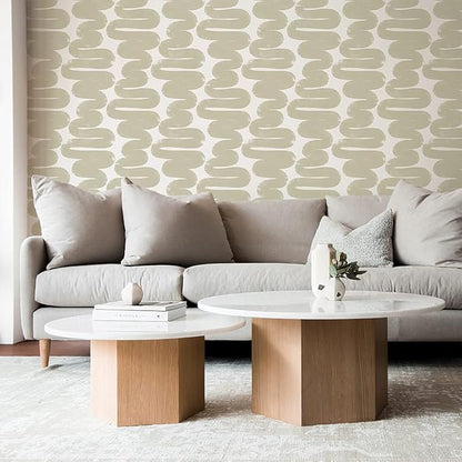 Tempaper x Bobby Berk Beige & White Wiggle Room Removable Peel and Stick - Image 3