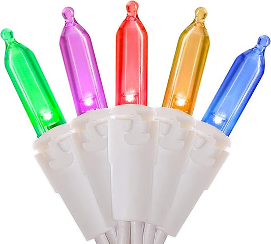 Multicolor LED Christmas Lights - 2 Pack 100 Count Multi-Colored Christmas String Lights for Tree, Party, Wedding, Holiday, Indoor/Outdoor Decor, 2 Sets 33 Feet White Wire, UL Certified, Connectable