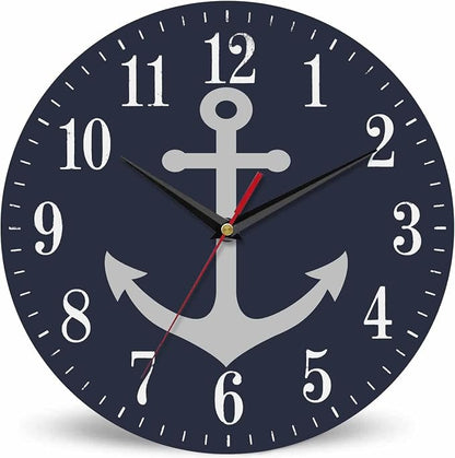 Mxocom Anchor Wall Clock Boat Anchor Marine Navigation Blue 10 Inch Silent Non by Mxocom