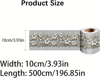 Beige Floral Wallpaper Border 196x4 Inch Peel and Stick Wall Border Removable - Image 4