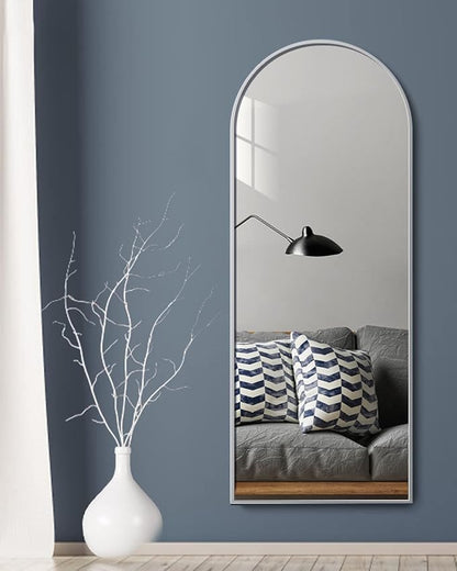 Dewfig Arched White Full Length Mirror, Full Body Mirrors - Image 4