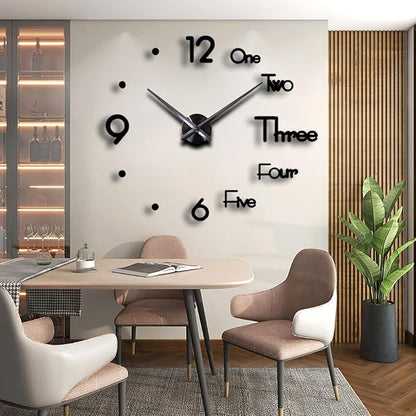 DIY 3D Wall Clock Large Frameless Watch Mirror Surface Wall Art Clock - Image 2
