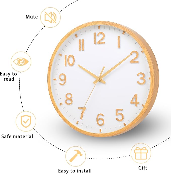 Wall Clocks Battery Operated 10 inch Modern Wall Clock, Silent Non Ticking Wall - Image 4
