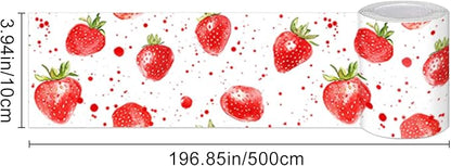 HOMETITUTE Wallpaper Border Peel and Stick Wall Border Strawberry Fruit Theme - Image 3