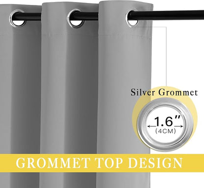 NICETOWN Blackout Silver Grey Sliding Door Curtains 90 inch Length, Thermal - Image 3