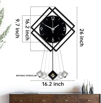 Wall Clock with Pendulum, Silent Quality Quartz Battery Operated, Modern Large - Image 4