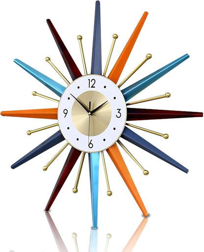 FIELDY Large Wall Clock 27.5 Inch Mid Century Wall Clocks Starburst Clock Non by FIELDY