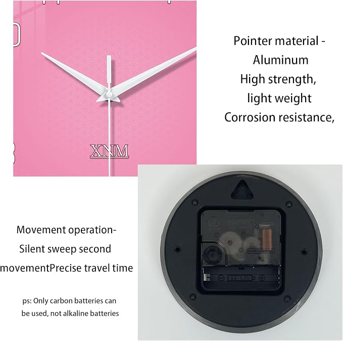 XNM Decorative Wall Clocks for Living Room Girls Pink Large Wall Clocks Battery - Image 7