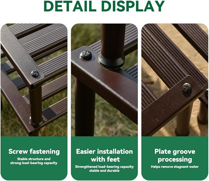 Metal Plant Stand, Rust-proof Aluminum Display Rack, Plants Display Stands Decoration Racks for Living Room Garden Balcony Patio (Ebony, 31.5Inch Low Leg)