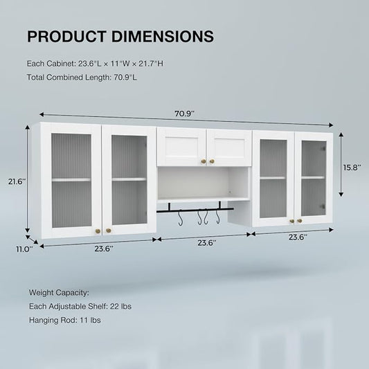 70.8"L Wall Mounted Laundry Room Cabinet Set - Image 2