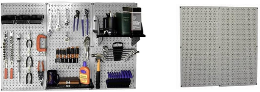 Wall Control Metal Pegboard Tool Organizer and Gray Metal Pegboard Pack