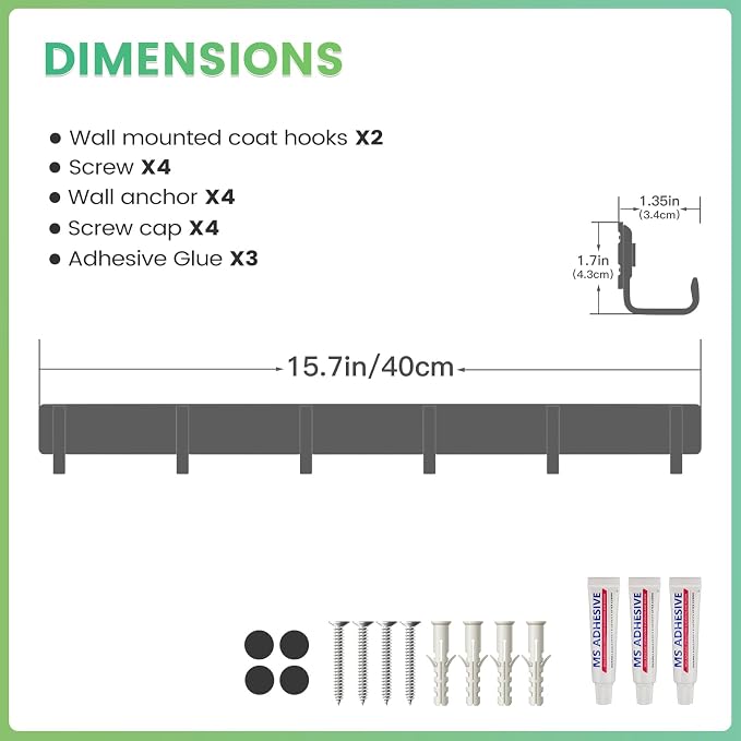 16-Inch Wall Mount Coat Rack - Image 5