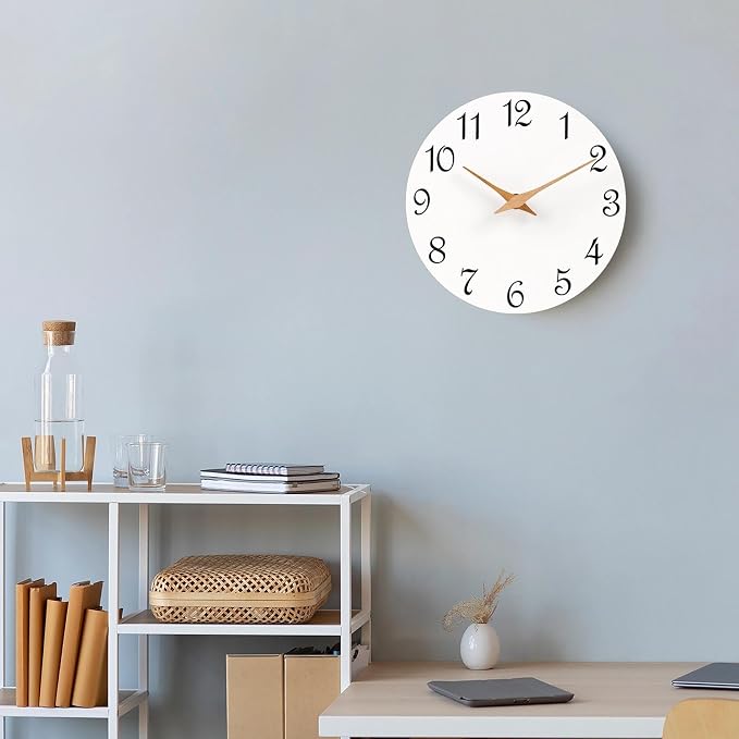 Mosewa Wall Clock Silent Non Ticking Battery Operated White Modern Simple - Image 7