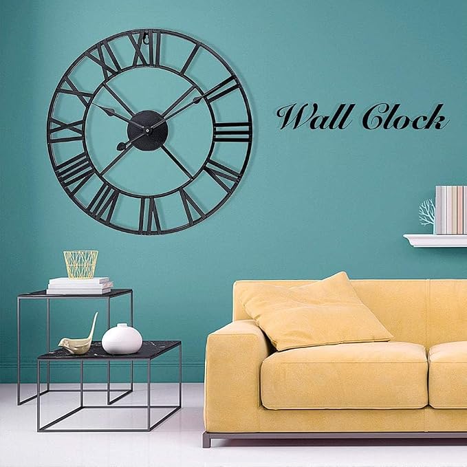 Antique Tower 24 inch Large Roman Numeral Wall Clock, Indoor Outdoor Patio - Image 5