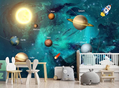Kids Universe Planet Galaxy Wallpaper Solar System Starry bight Sky Ceiling - Image 2