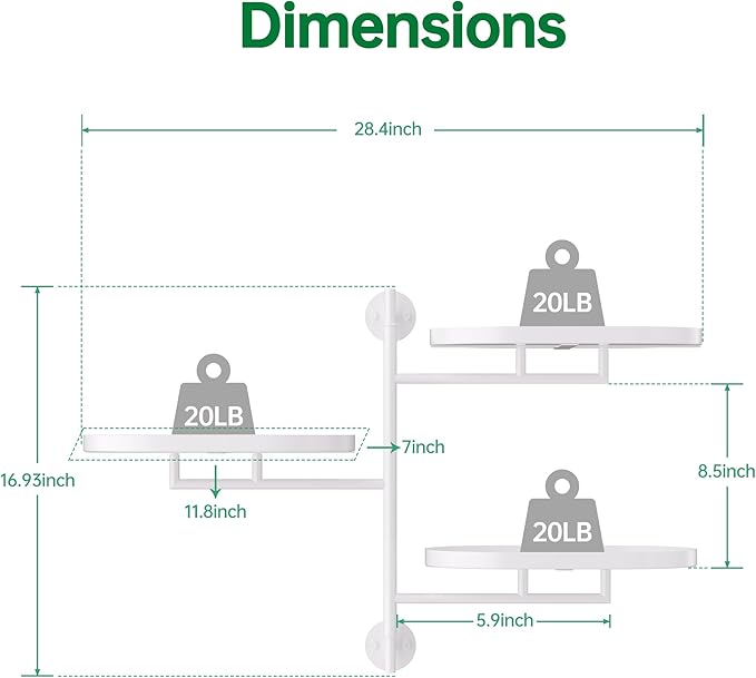 Rotating Window Plant Shelves for Multiple Plants Indoors,3-tier Metal Corner White Plant Stand Holder Floating Plant Shelf for Wall，Windows Sill Gifts for Plant Lovers to Enhance Home Decor