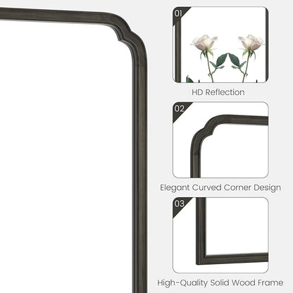WallBeyond Wooden Framed Wall Mirror, Natural Wood Bathroom Vanity Mirror - Image 4