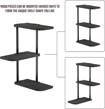 Love-KANKEI Corner Shelf Wall Mount of 3 Tier Rustic Wood Floating Shelves - Image 5