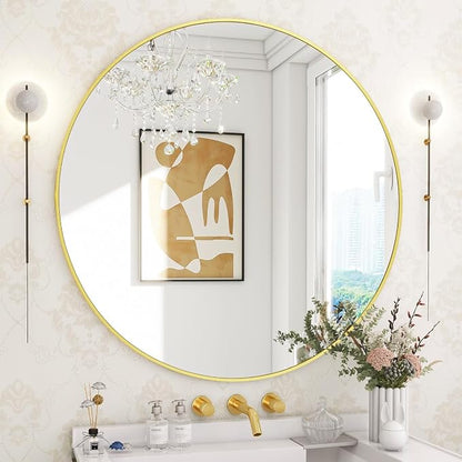 BEAUTYPEAK 30 Inch Round Mirror, Metal Frame Circle Mirror, Wall Mounted by BEAUTYPEAK