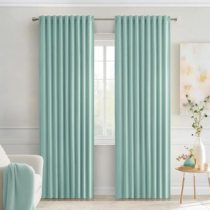 MIULEE Aqua Back Tab Blackout Curtains 84 Inch Length 2 Panels Set by MIULEE