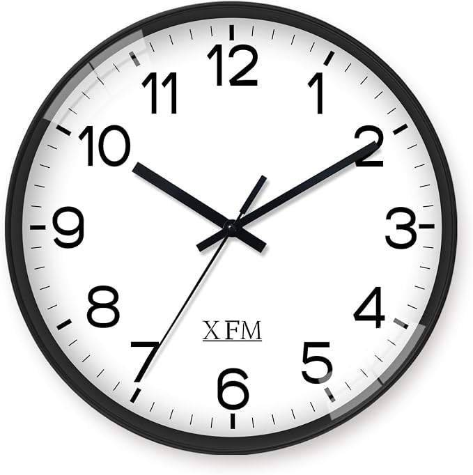 XFM Black Wall Clock 10 Inch Modern Small Wall Clocks Battery Operated Silent by XFMWallClock