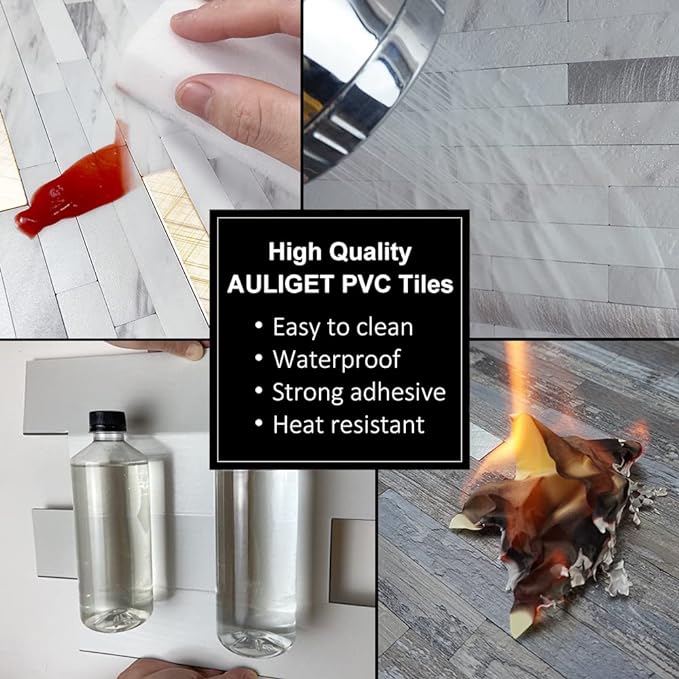 AULIGET 40 Sheets Peel and Stick Backsplash, Distressed Wood Look PVC Wall - Image 5