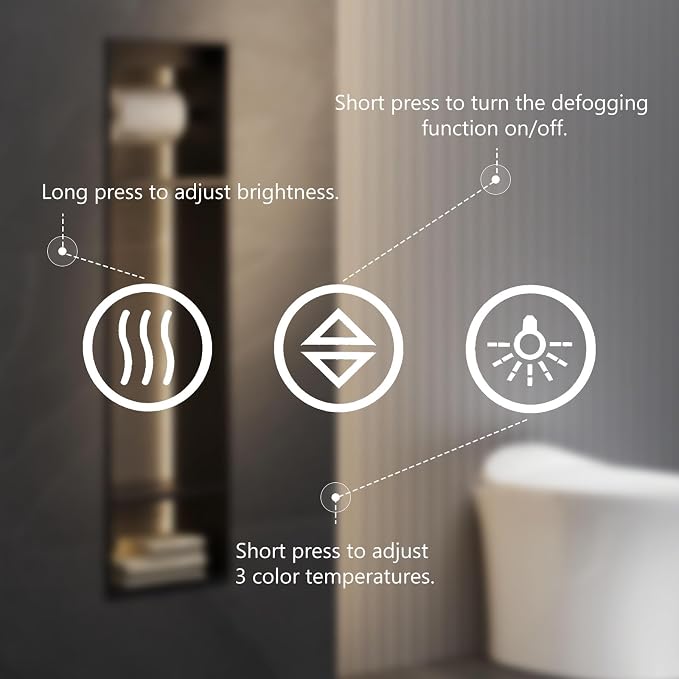 Sweetcrispy 32"x40" Smart Anti-Fog LED Bathroom Mirror - Image 3