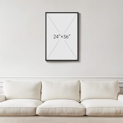 Framed Blue Abstract Wall Art, 1 Piece Large Modern Canvas Prints Paintings - Image 3