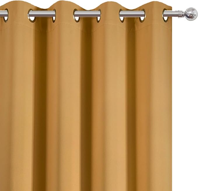 LEMOMO Mustard Yellow Thermal Blackout Curtains/52 x 95 Inch/Set of 2 Panels - Image 6