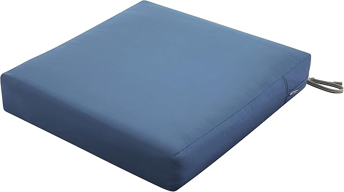 Classic Accessories Ravenna Water-Resistant 21 x 19 x 5 Inch Patio Seat Cushion, Empire Blue, Patio Loveseat Cushion