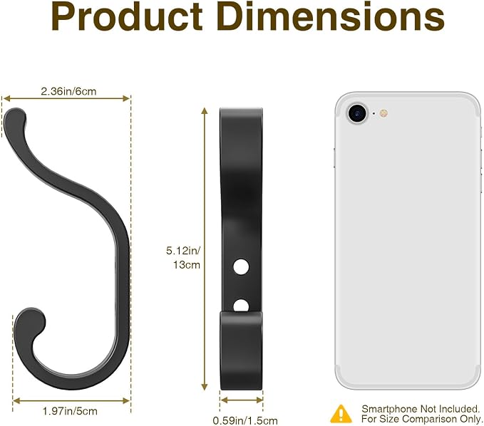 bussdis Coat Hooks Wall Mount for Hanging, Heavy Duty Backpack Hooks for Wall - Image 5