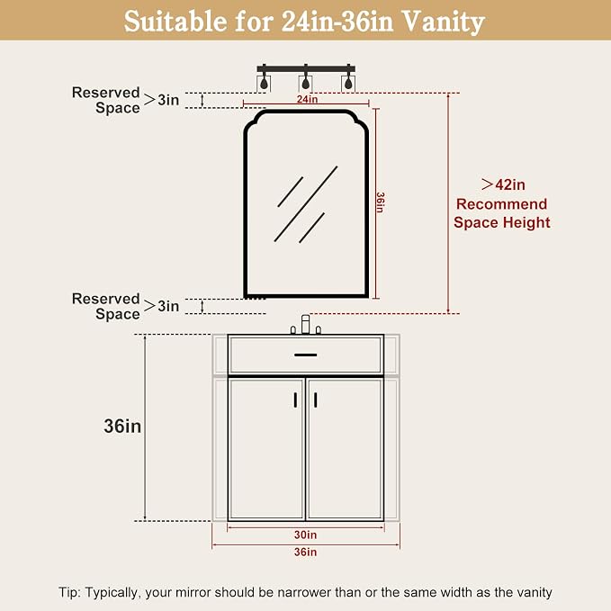 WallBeyond Wooden Framed Wall Mirror, Natural Wood Bathroom Vanity Mirror - Image 5