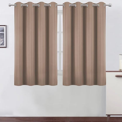 LEMOMO Blackout Curtains 66 x 54 Inch Long Cappuccino Curtains Set of 2 Panels by Lemomo