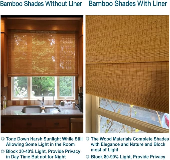 Letau No Drill No Tools Cordless Wood Window Shades Blinds, Bamboo Light - Image 5