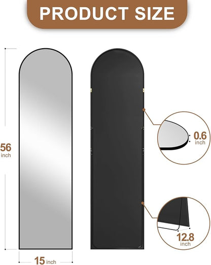 Delma Arched Mirror Full Length, Standing Mirror Full Body, Large Floor - Image 5
