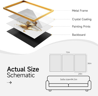 Framed Modern Luxury Large Gold Wall Art - Image 7