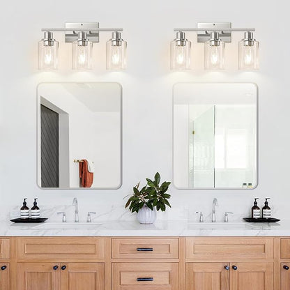 Indoi 3-Light Bathroom Light Fixtures, Brushed Nickel Vanity Lights - Image 7