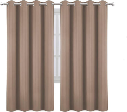 LEMOMO Blackout Curtains 66 x 72 Inch Long Cappuccino Curtains Set of 2 Panels - Image 2