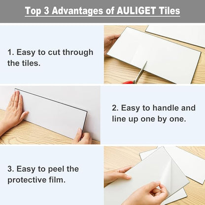 AULIGET 6" x 12" Rust Slate Peel and Stick Backsplash Wall Tiles, PVC Faux - Image 7