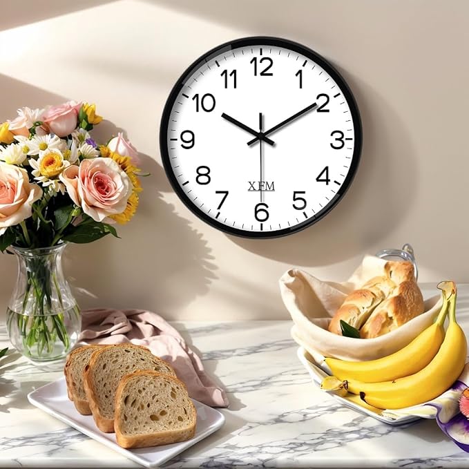 XFM Large Wall Clock Black Silent Wall Clocks Battery Operated 16 Inch Modern - Image 4