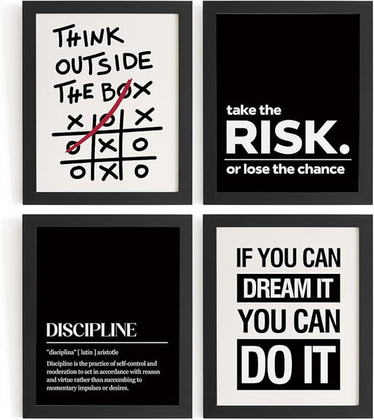 DSHFG Motivational Office Inspirational Wall Art Prints Set of 4, Think Outside by Unknown