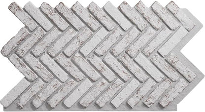 EverStone Herringbone Faux Brick Panel, 46 1/2"W x 25 1/4"H x 1"D, Rustic White by EkenaMillwork