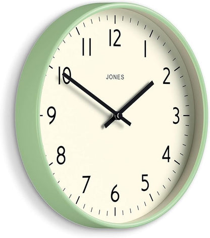 JONES CLOCKS® Studio wall Clock | Modern Round Style | 12 inch | Neo Mint Green - Image 2