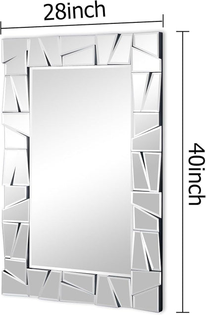 Chende Large Wall Mirrr with 3D Glass Frame, Modern Living Room Mirror - Image 6