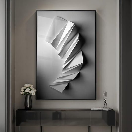 Framed Black and White Modern Elegant Abstract Wall Art, Large Contemporary by Cuspin