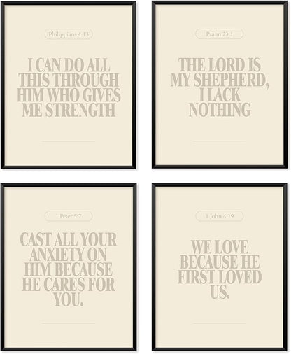 Locomiss Beige Christian Wall Art Decor Posters, Modern Bible Verse Prints by Unknown