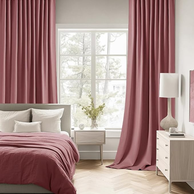 MIULEE Dusty Rose Back Tab Blackout Curtains 63 Inch Length 2 Panels Set - Image 2