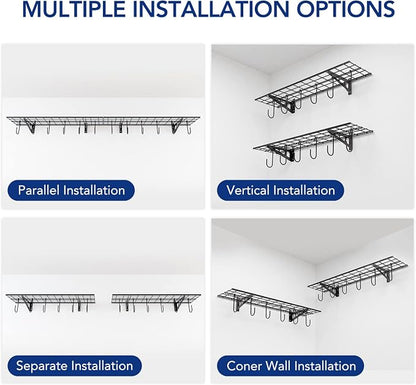 FLEXIMOUNTS Garage Wall Shelving, 1x4 ft, Includes 6 Bike Hooks, Wall Shelf - Image 5