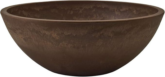 PSW Pot M25C Collection Shallow Garden Bowl Low Planter for Succulents, Bonsai, Fairy Gardens, Herbs, 10-inch, Chocolate